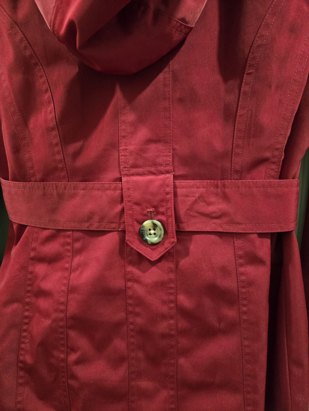 London Fog Womens Wine Red Trench Coat with Belt And Hood - Picture 8 of 10